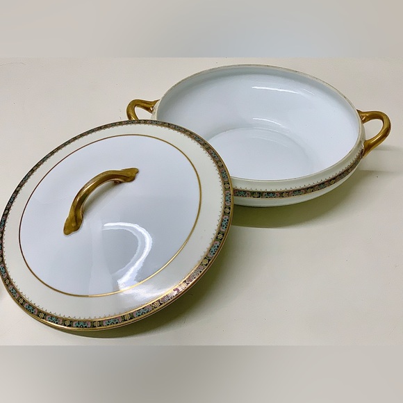 Early 20th Century NORITAKE M JAPAN CHATILLON Gold Trim Lidded Vegetable Bowl - Picture 5 of 16